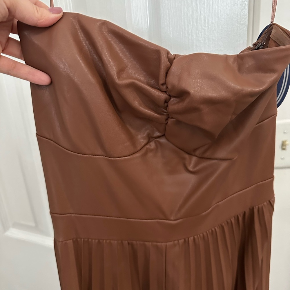 Faux Leather Women's Dress - Picture 2 of 4